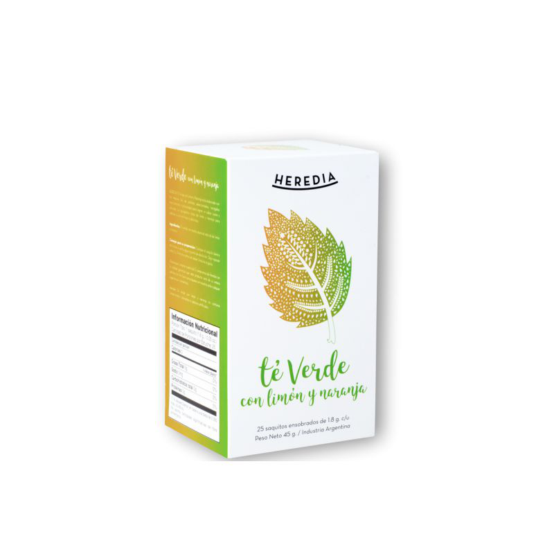 Té Verde c/ limón y naranja 25 saq. - Heredia