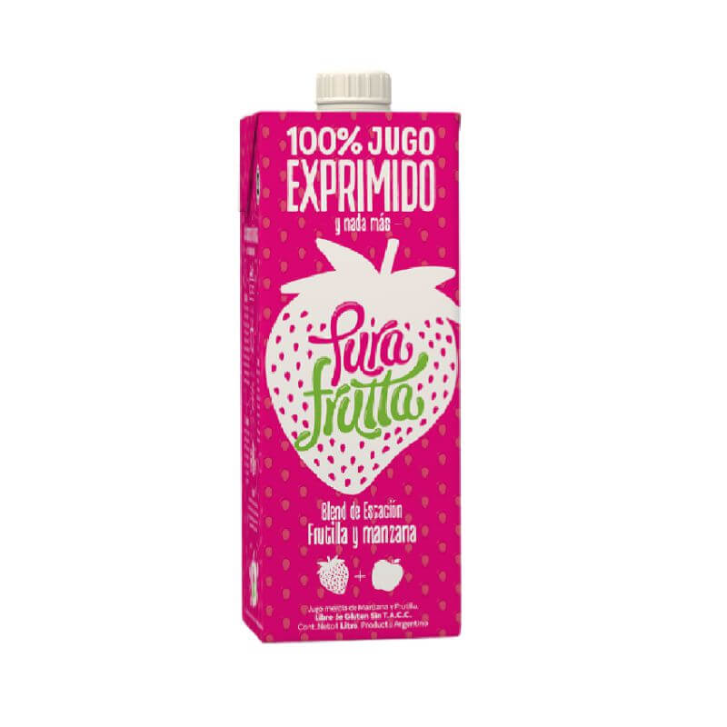 Jugo 100% Exprimido Manzana y Frutilla 1000ml - PURA FRUTTA