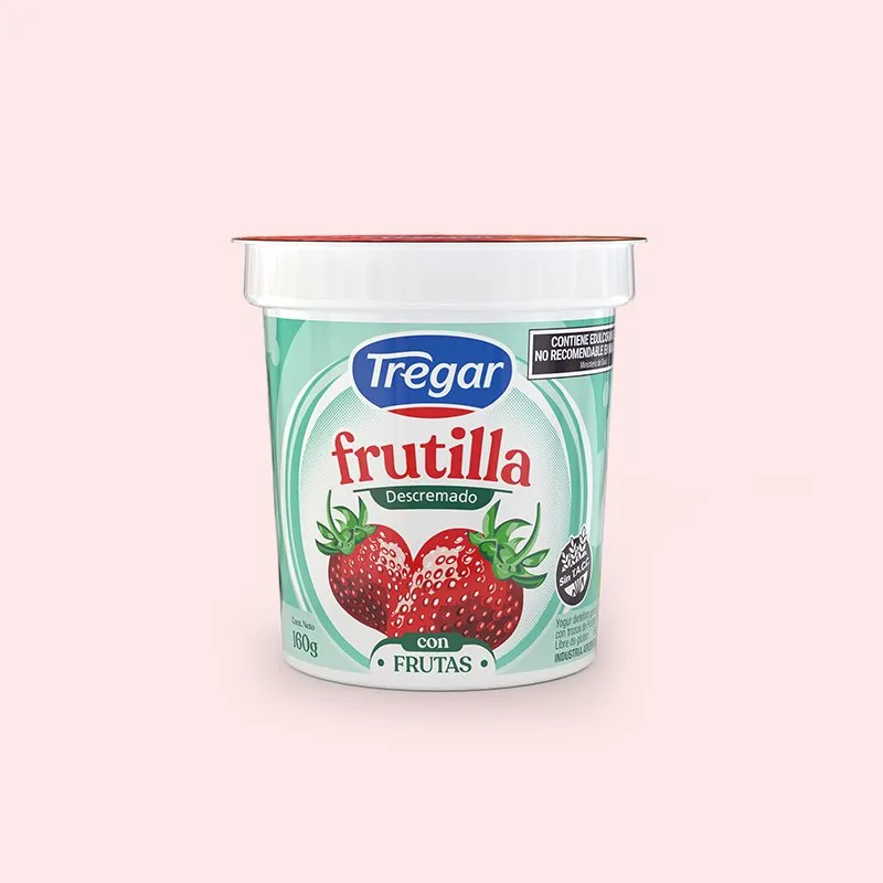 Yogur descremado con frutillas 160 grs - Tregar