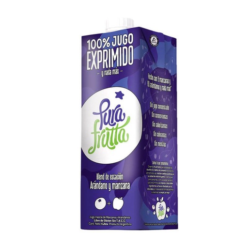 [759] Jugo 100% Exprimido Manzana y Arándanos 1000ml - PURA FRUTTA	